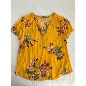 Old Navy Yellow Floral Blouse